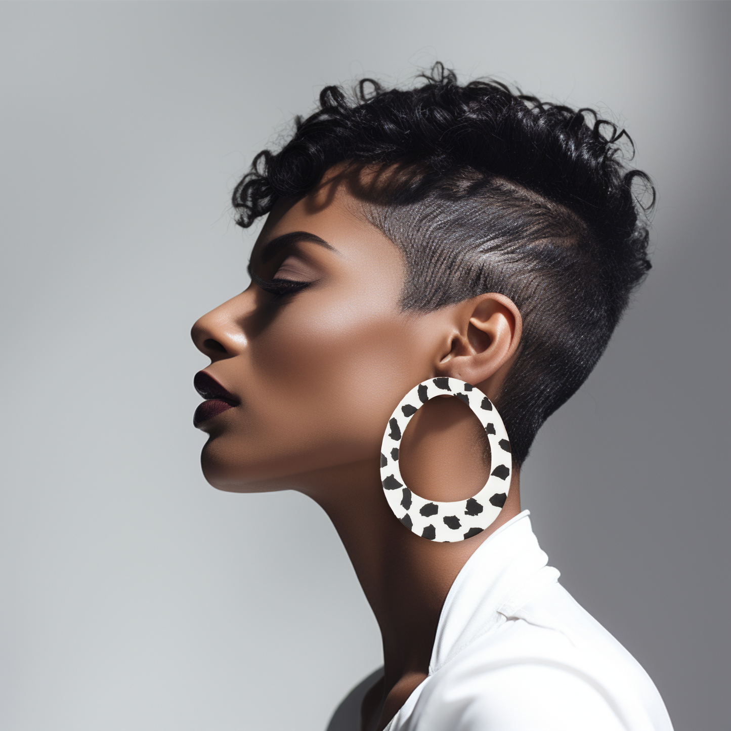 Hoop Earrings/ White+Black