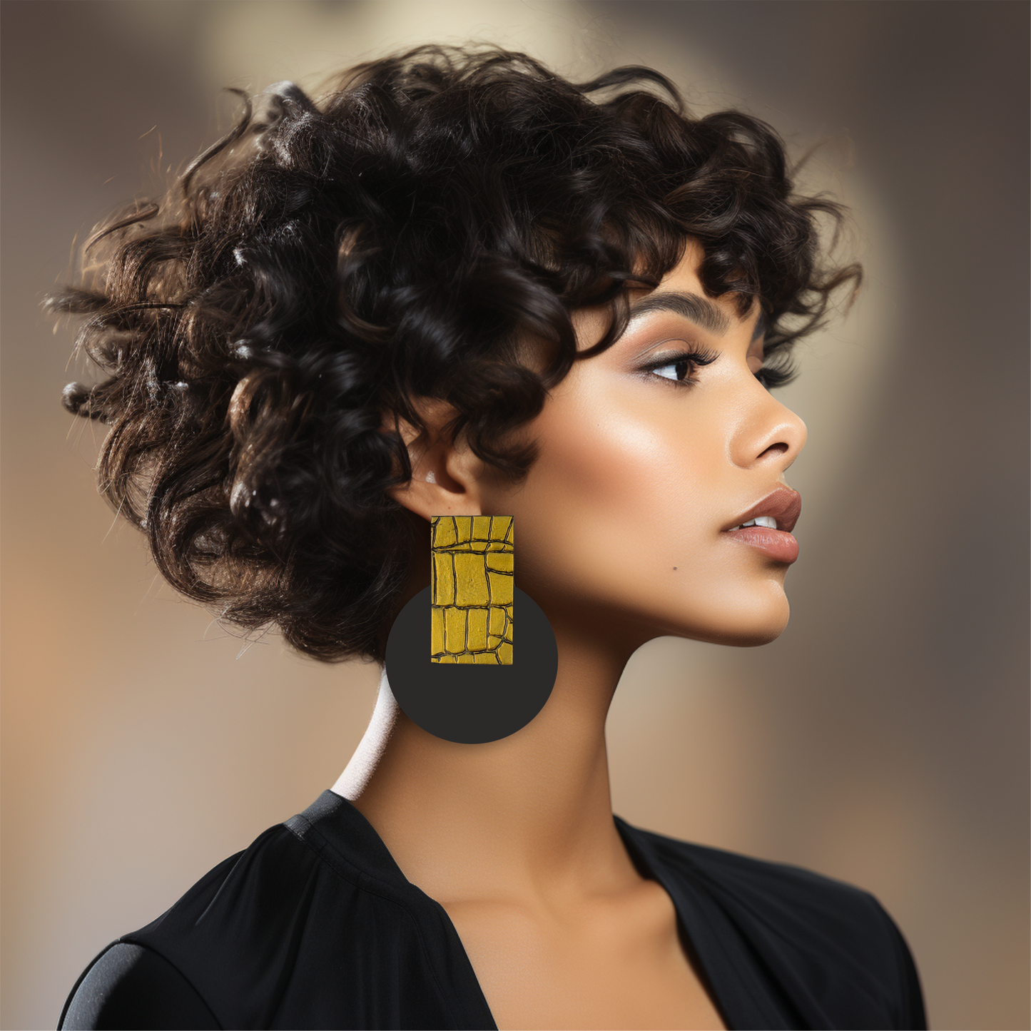 Gold Snake Earrings/ Gold+Black