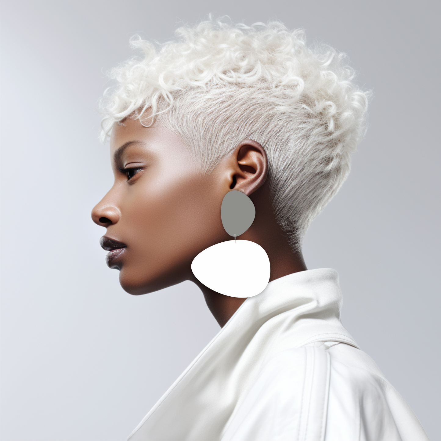 Pebbles Earrings/ Gray+White
