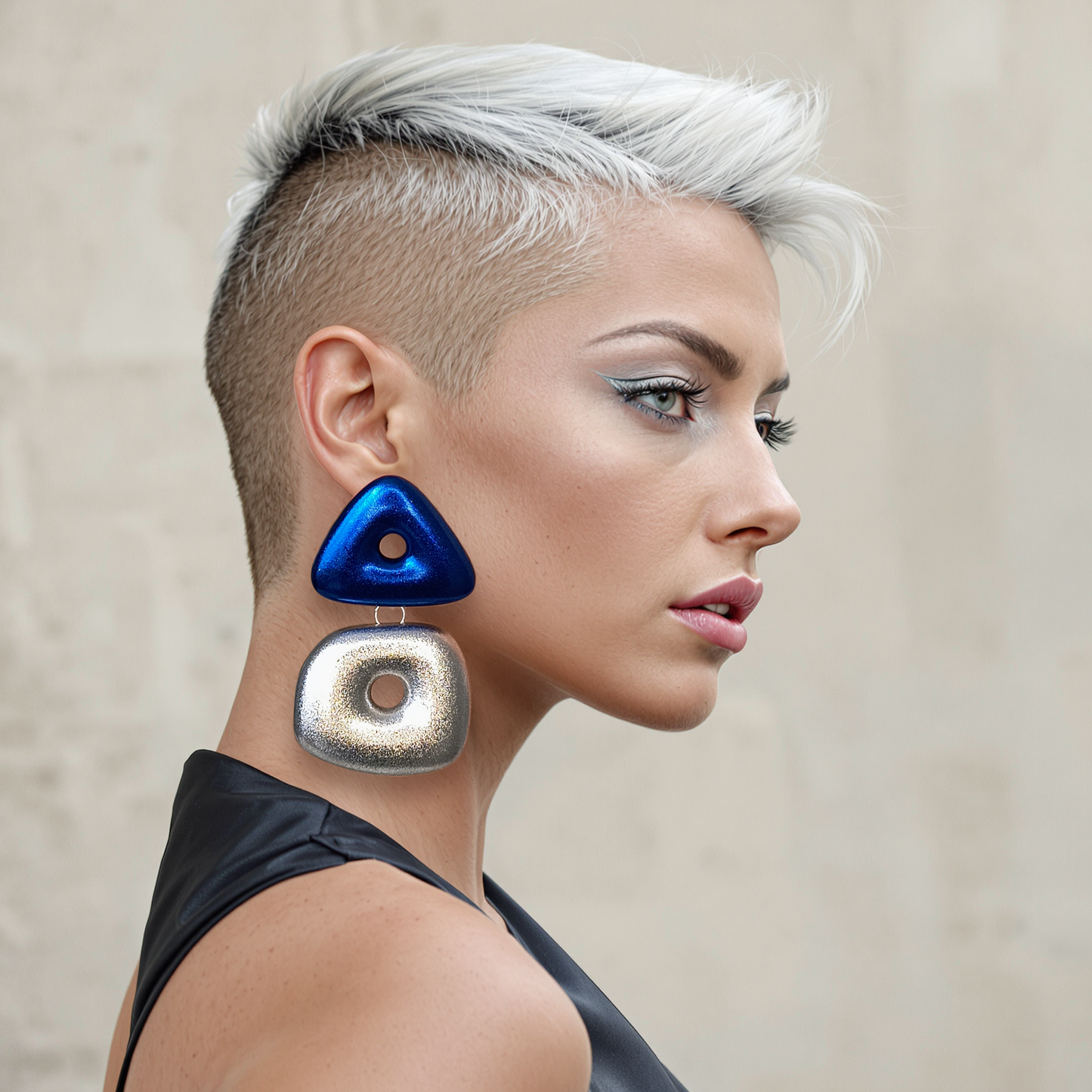 Art Deco Earrings / Blue & Silver