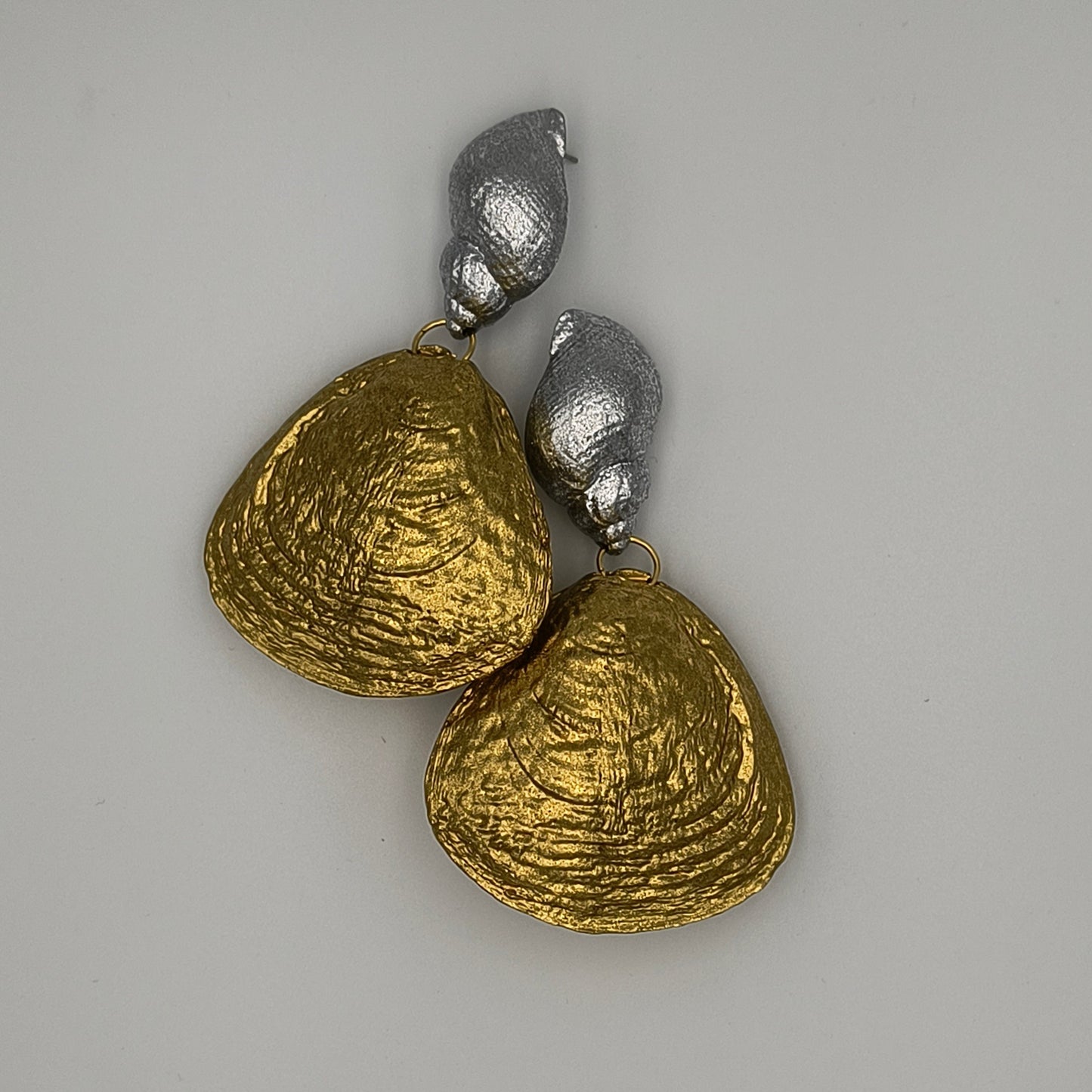 Shell Earrings / Silver + Gold