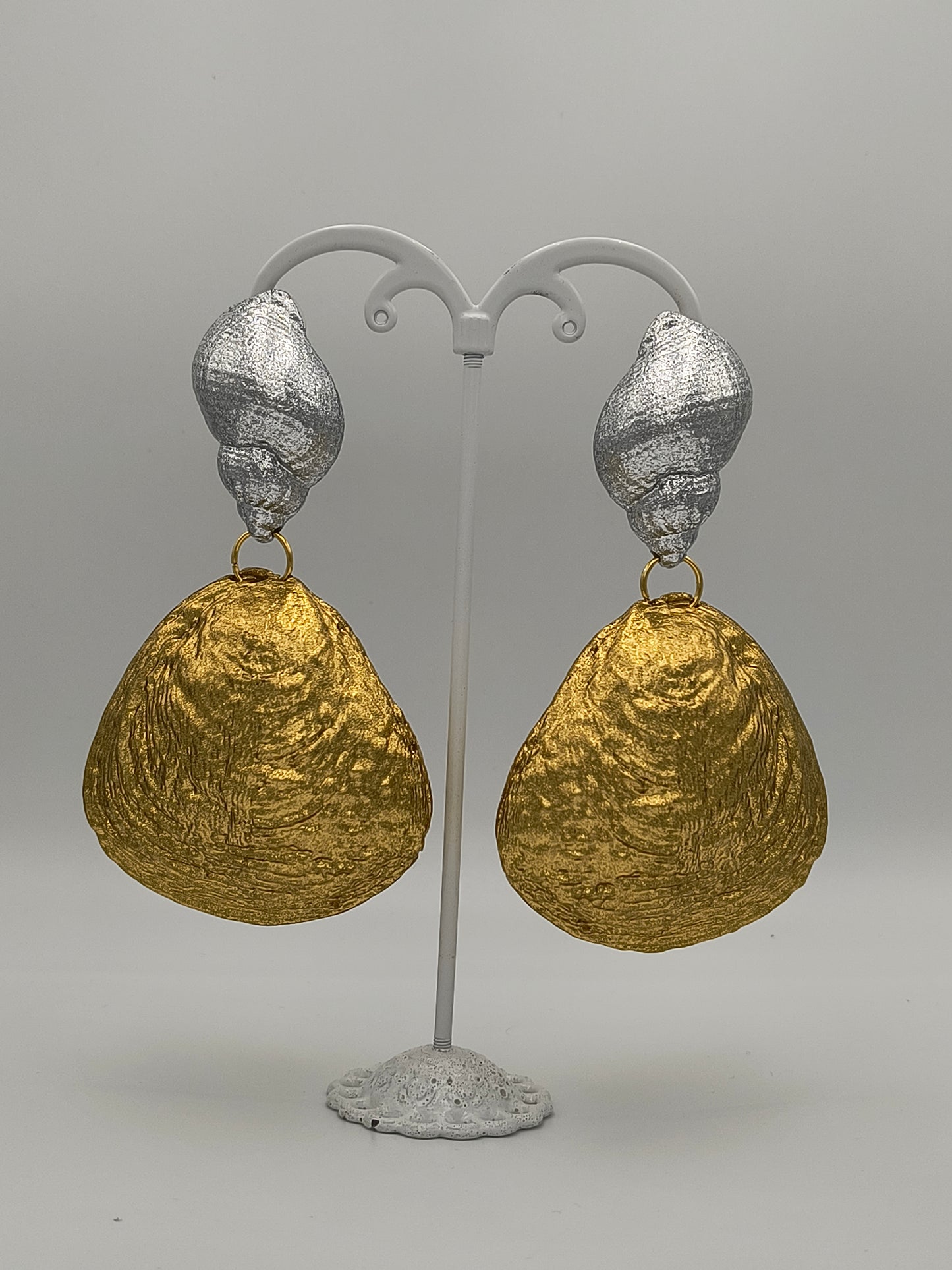Shell Earrings / Silver + Gold