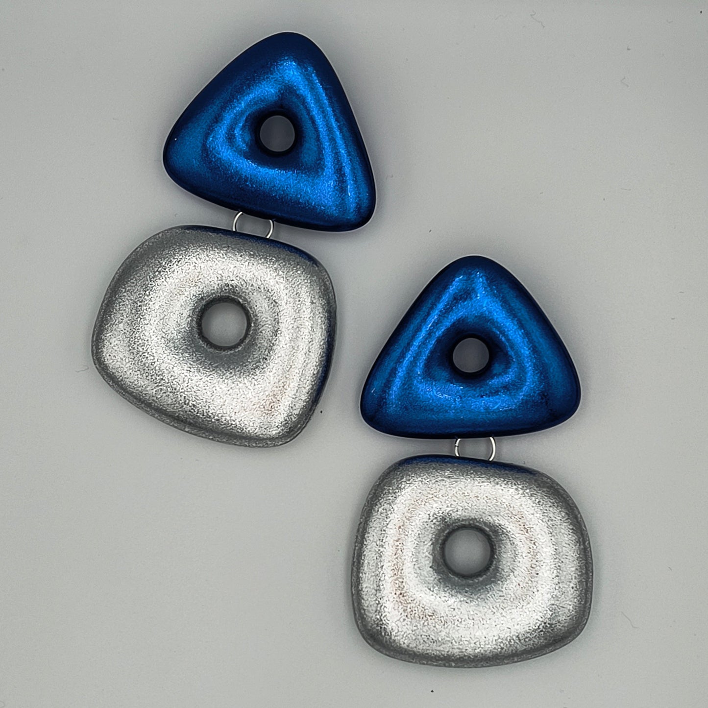 Art Deco Earrings / Blue & Silver