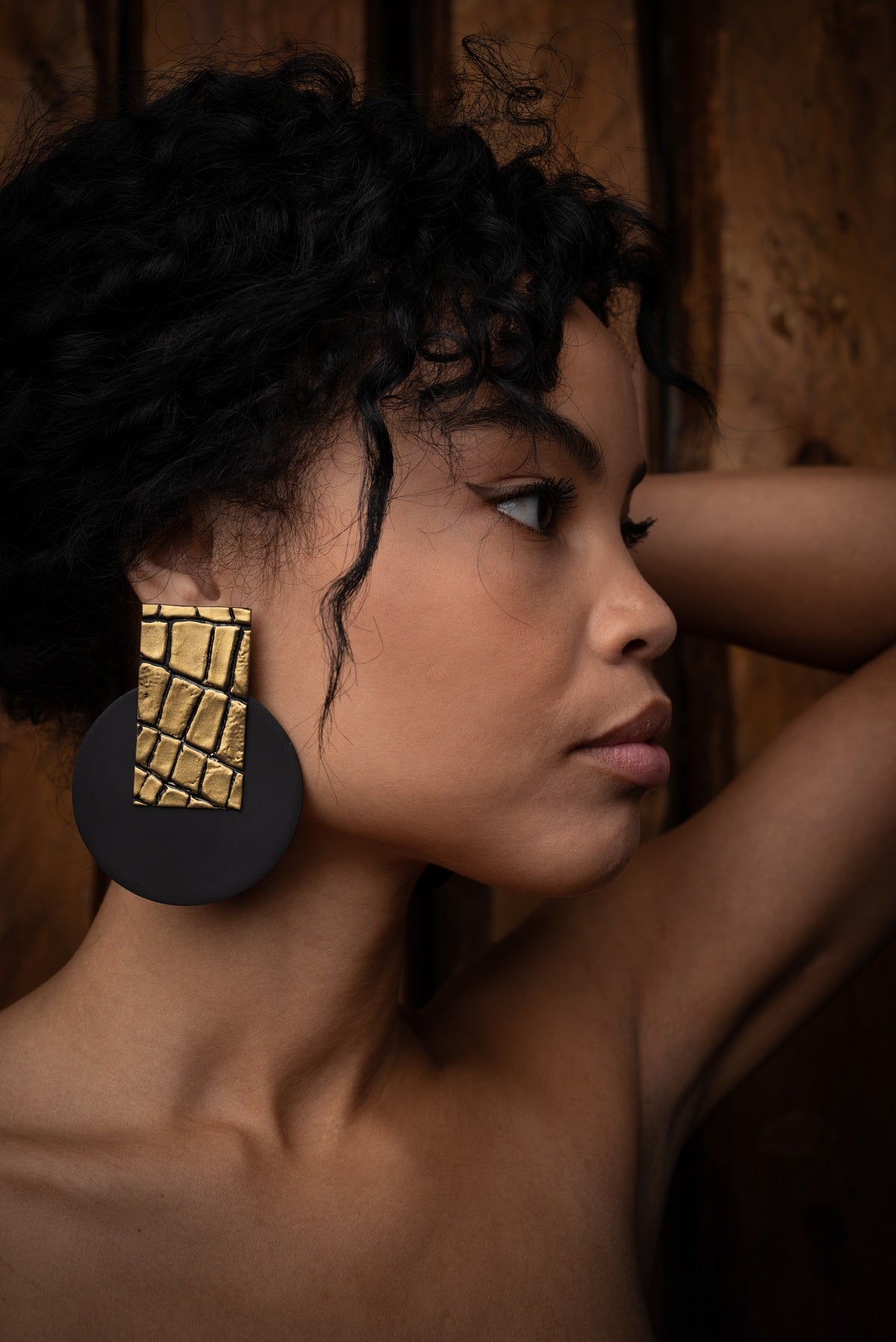 Gold Snake Earrings/ Gold+Black
