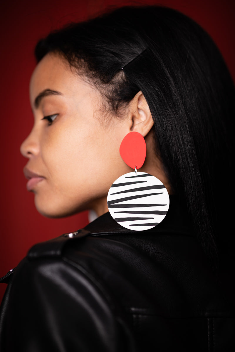 Zebra Earrings / Red