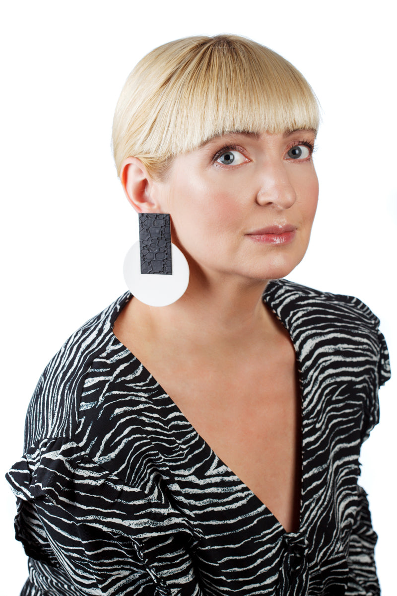 Egypt Earrings/ Black & White