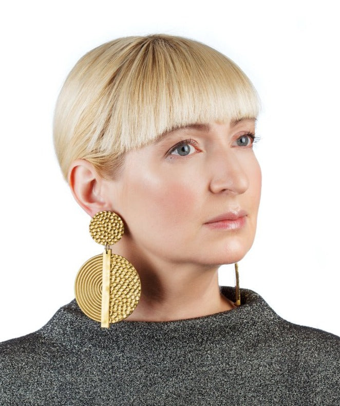 Hammered Spiral Earrings / Gold