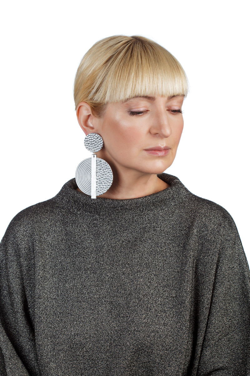 Hammered Spiral Earrings/ Silver