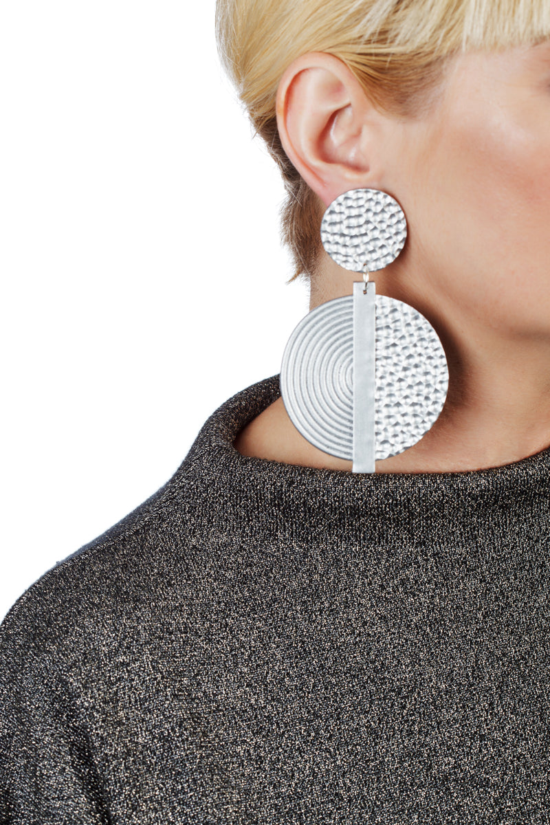 Hammered Spiral Earrings/ Silver
