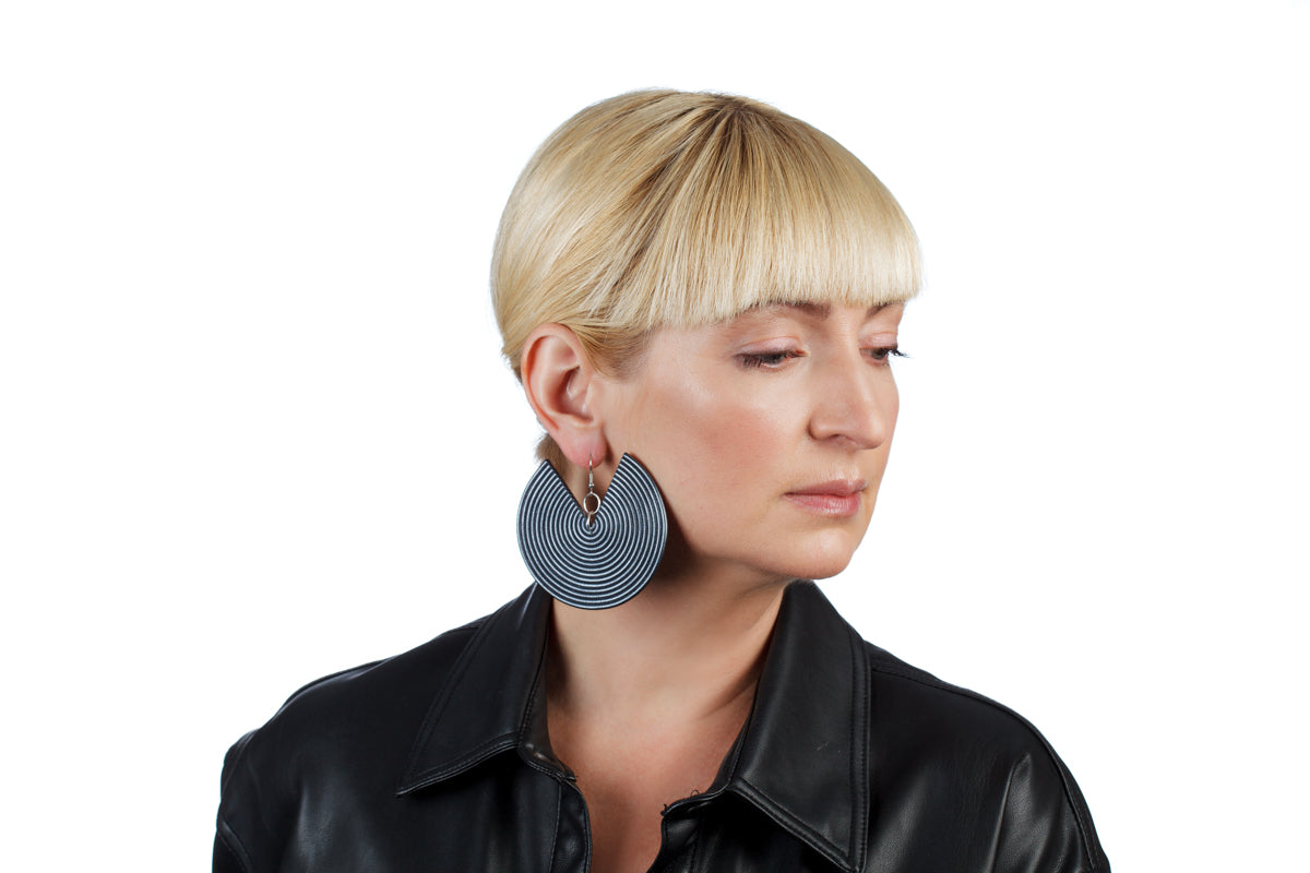 African Spiral Earrings / Grey
