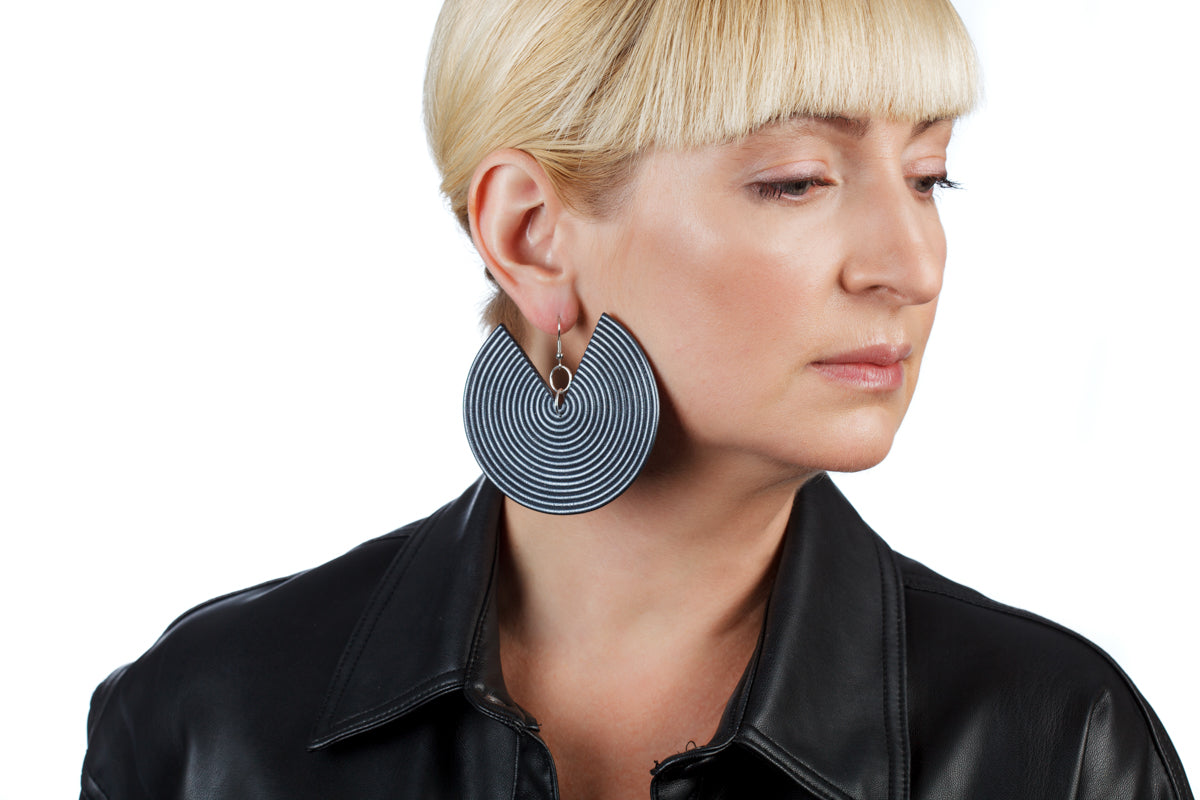 African Spiral Earrings / Grey