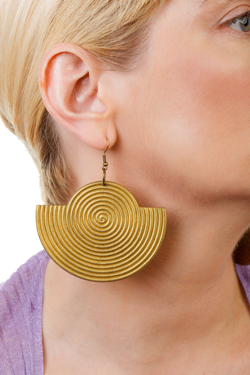 African Spiral Semi-Circle Earrings/ Gold