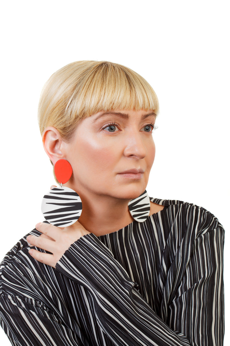 Zebra Earrings / Red