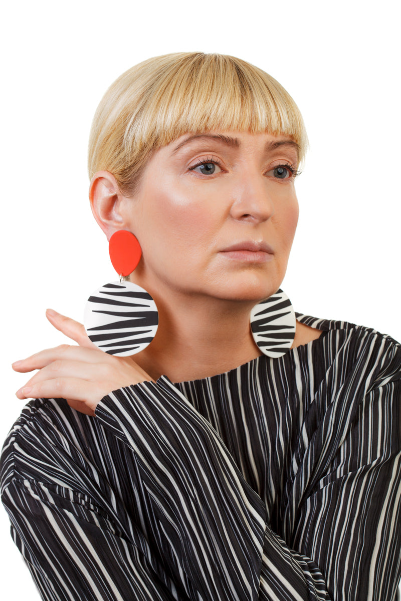 Zebra Earrings / Red