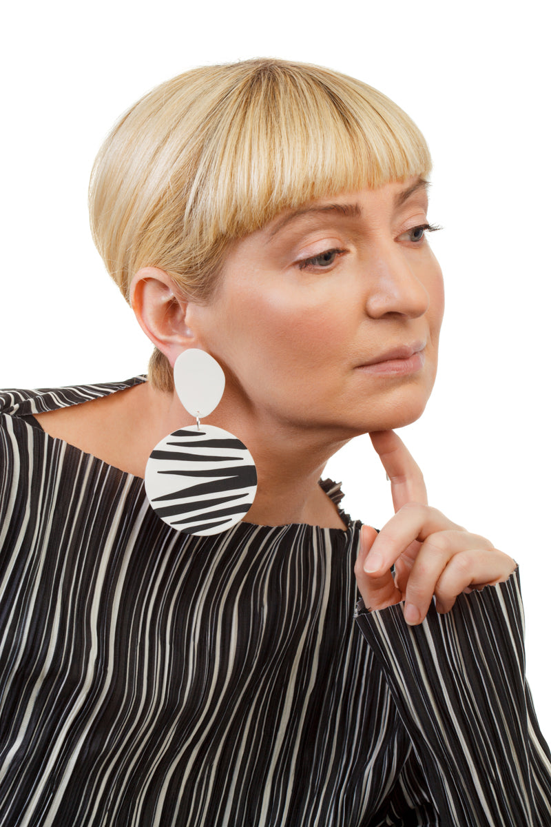 Zebra Earrings / White