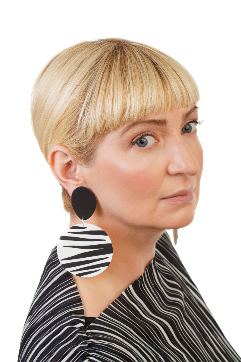 Zebra Earrings / Black