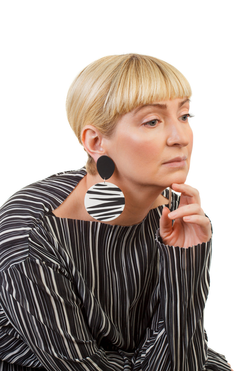 Zebra Earrings / Black
