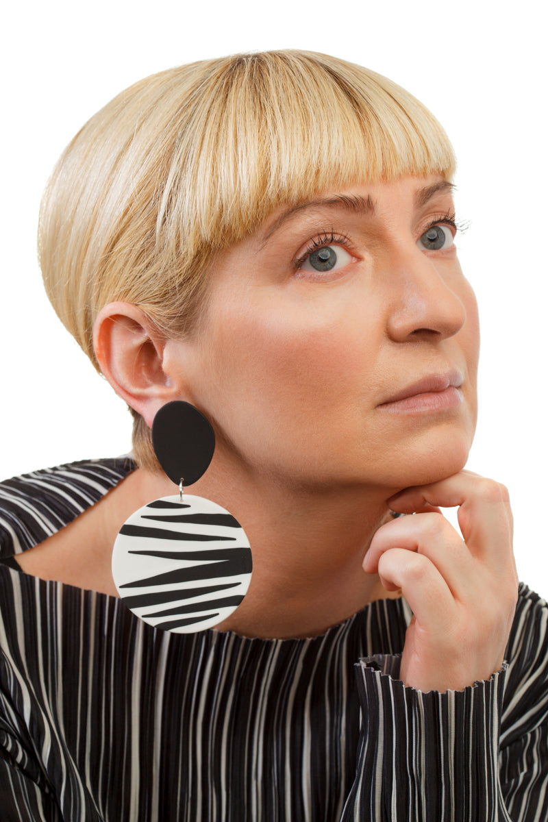 Zebra Earrings / Black