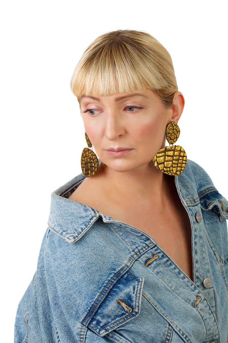 Snake Pebbles Earrings/ Gold