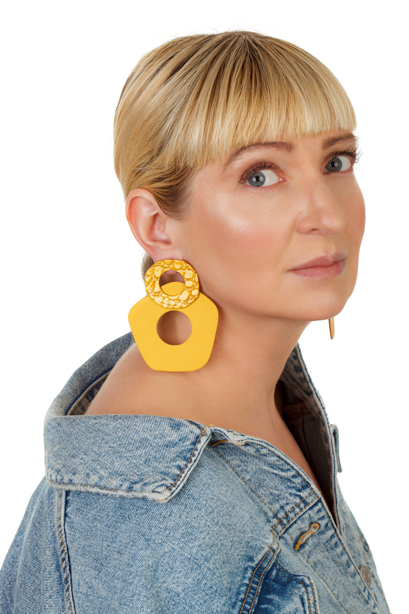 Five-Finger Hoop Earrings/ Mustard