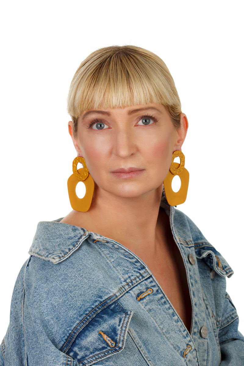 Five-Finger Hoop Earrings/ Mustard