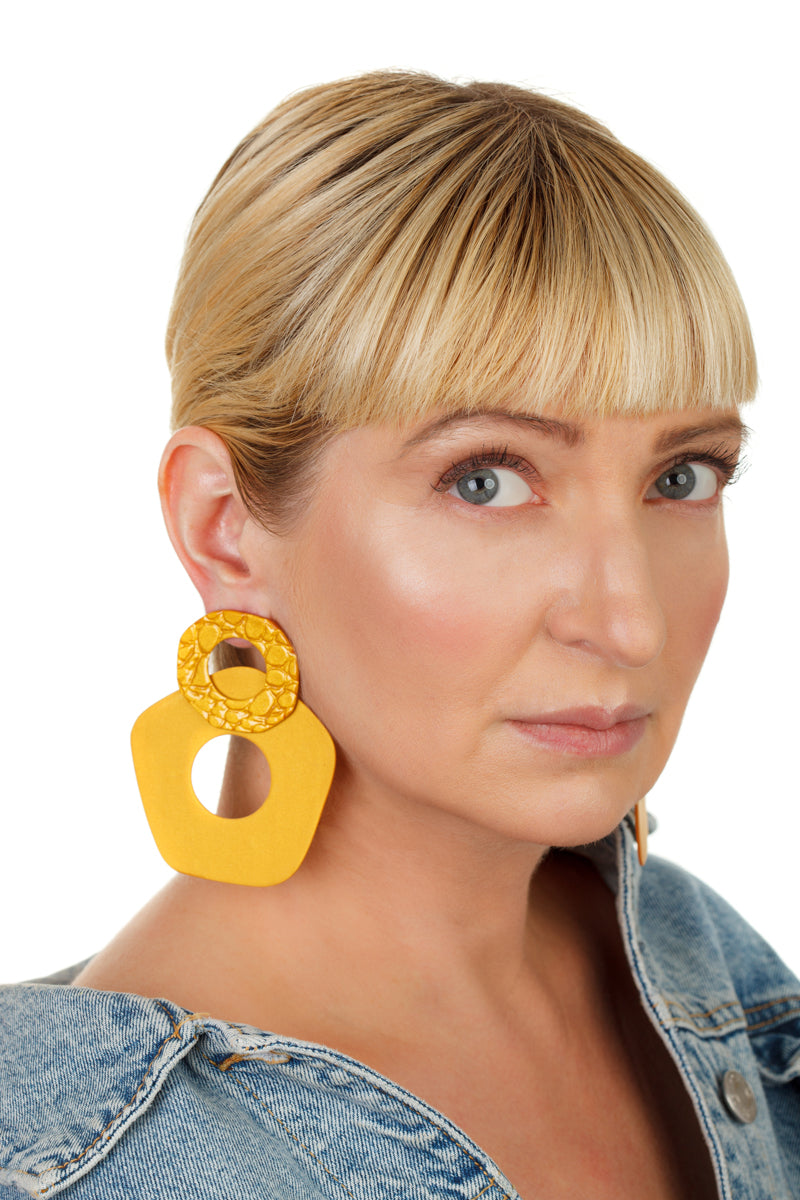 Five-Finger Hoop Earrings/ Mustard