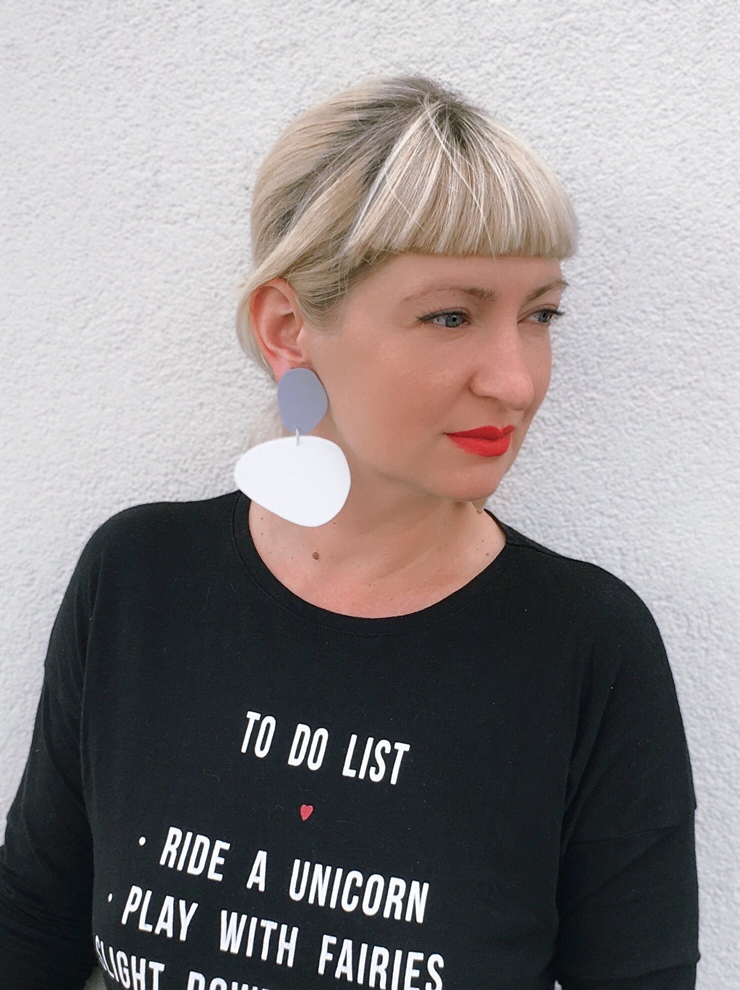 Pebbles Earrings/ Gray+White
