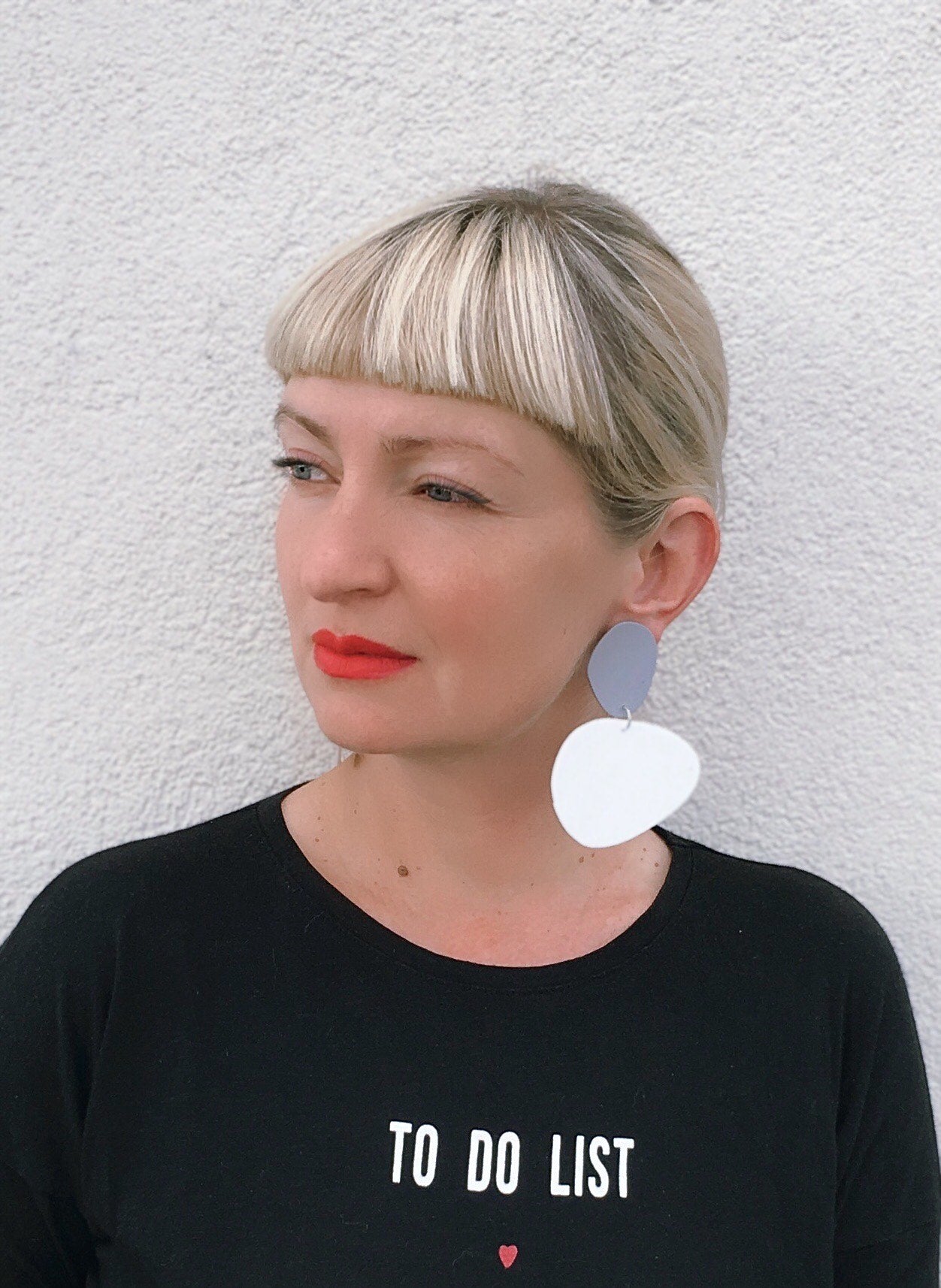 Pebbles Earrings/ Gray+White