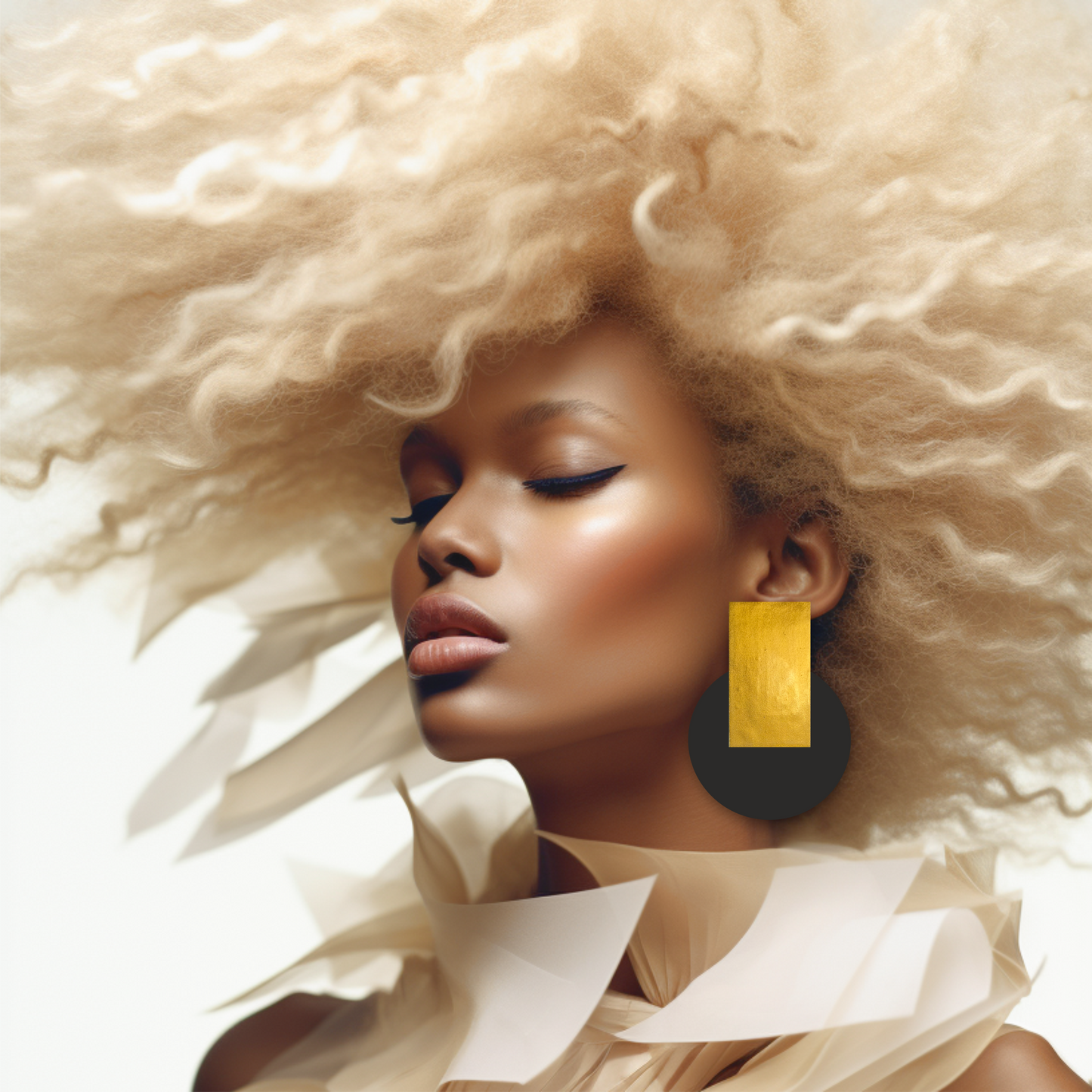 Egypt Gold Earrings/ Gold+Black