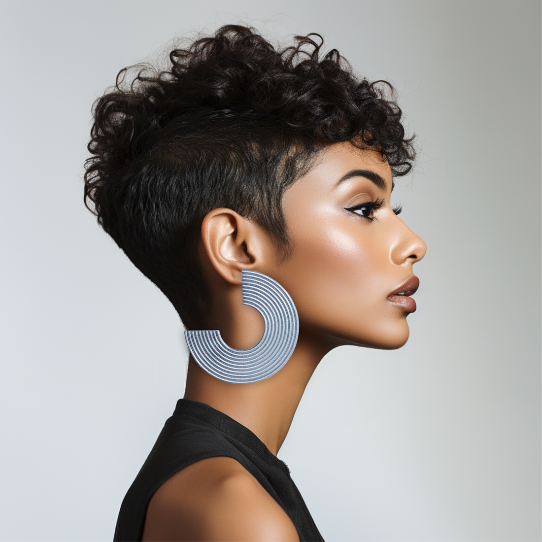 Spiral C-Hoop Earrings/ Silver