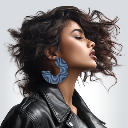 Spiral C-Hoop Earrings/ Charcoal