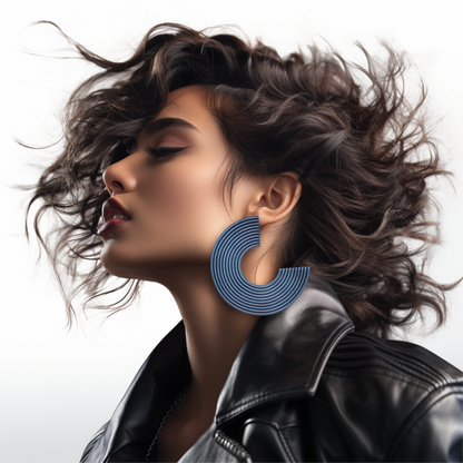 Spiral C-Hoop Earrings/ Charcoal