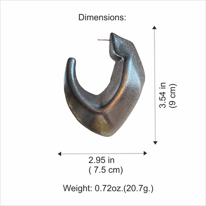 Slash Hoops silver size guide, 9 cm tall and 7.5 cm wide, 20.7 g