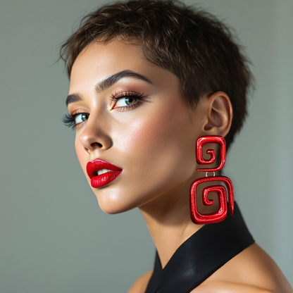 Shimmering Twists Earrings / Red