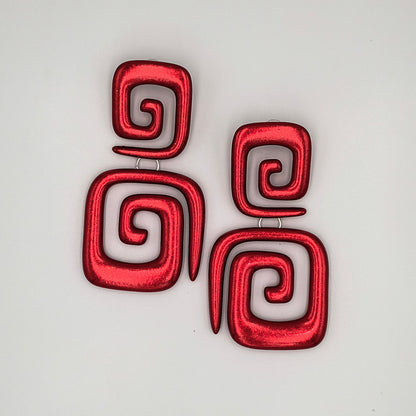 Shimmering Twists Earrings / Red