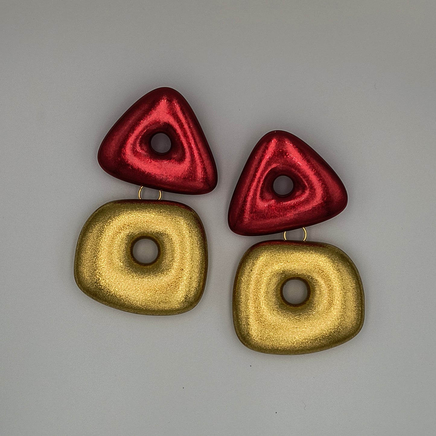 Art Deco Earrings / Red & Gold