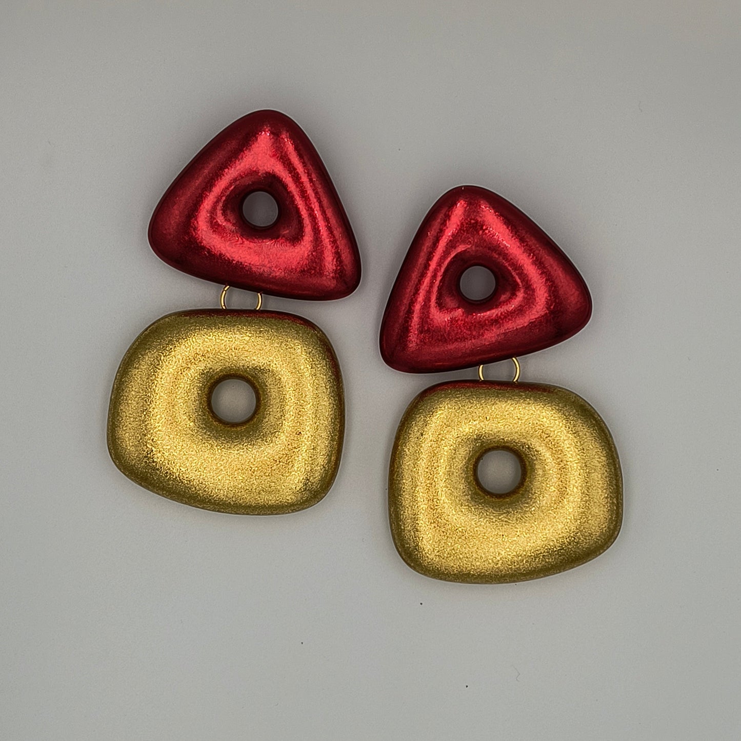 Art Deco Earrings / Red & Gold