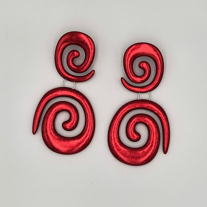 Bold Loops Earrings / Red