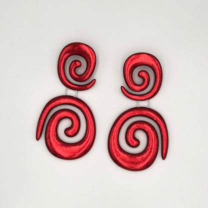 Bold Loops Earrings / Red