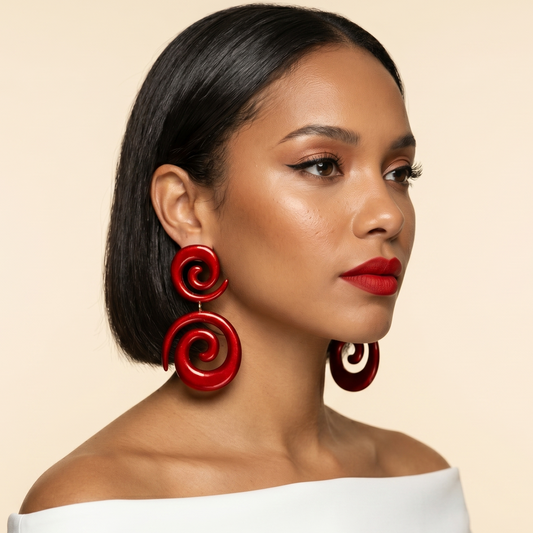 Bold Loops Earrings / Red