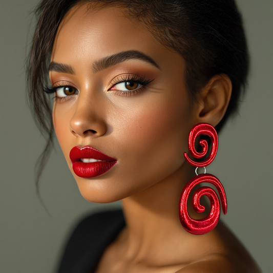 Bold Loops Earrings / Red