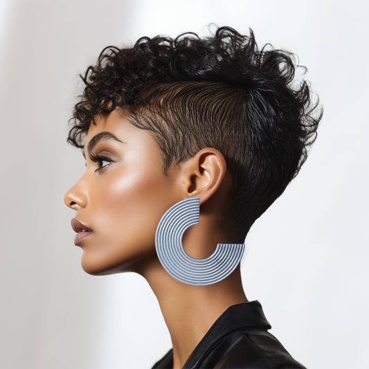 Spiral C-Hoop Earrings/ Silver