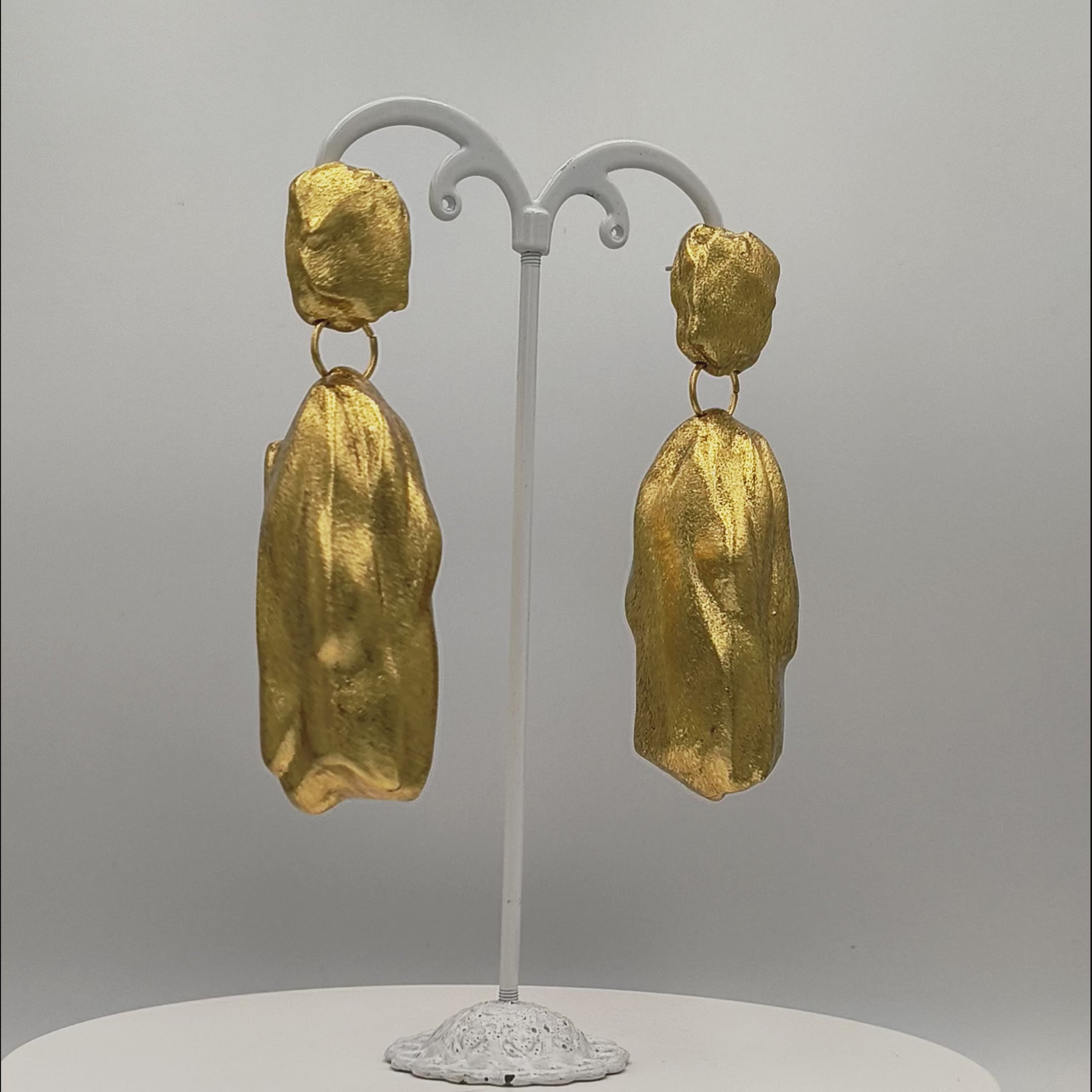 Extra lightweight Gold Statement African Dangle Big Earrings