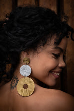 Load image into Gallery viewer, African Spiral Circle Earrings / Gold+Silver
