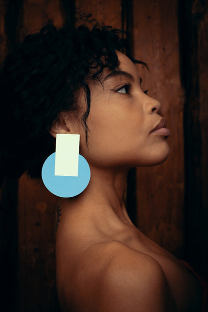 Egypt Earrings/ Blue+White