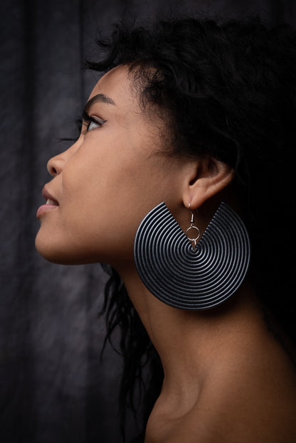 African Spiral Earrings / Grey