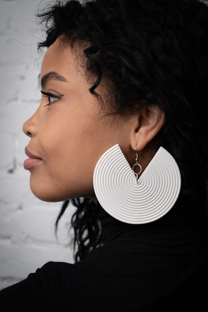 African Spiral Earrings / Matte White