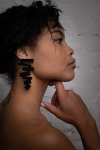 PlexiGlass Mirror-Black ZigZag Earrings / Black