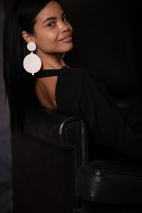 White Spiral Earrings/ White
