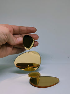 Plexiglass Gold-Mirror Pebbles Earrings/ Gold